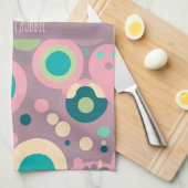 Kawai Cirkel Roze Navy Isometrisch Patroon Theedoek (Quarter Fold)