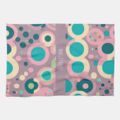 Kawai Cirkel Roze Navy Isometrisch Patroon Theedoek (Horizontaal)