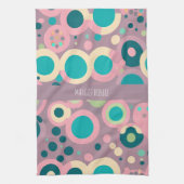 Kawai Cirkel Roze Navy Isometrisch Patroon Theedoek (Verticaal)