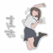Kawai Jumping Meisje  Sticker (Voorkant)
