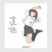 Kawai Jumping Meisje  Sticker (Vel)