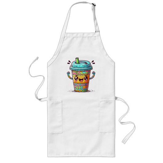 Kawai Koffie Lang Schort (Voorkant)