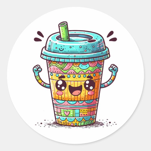 Kawai Koffie Ronde Sticker (Voorkant)