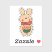 Kawai Naive Pink Bunny With Flower Sticker (Vel)