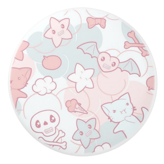 kawaï - patroon met doedelen keramische knop (Voorkant)