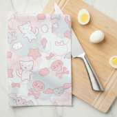 kawaï - patroon met doedelen theedoek (Quarter Fold)