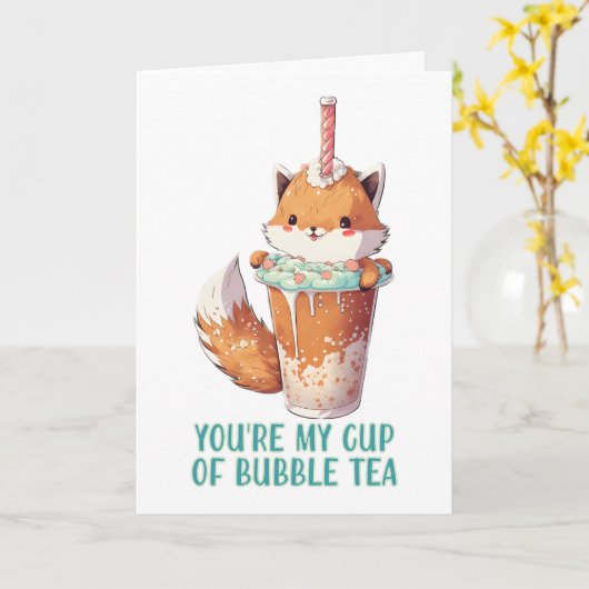 Kawai schattige babyvos je bent mijn kopje bubble  kaart (Gele Bloem)