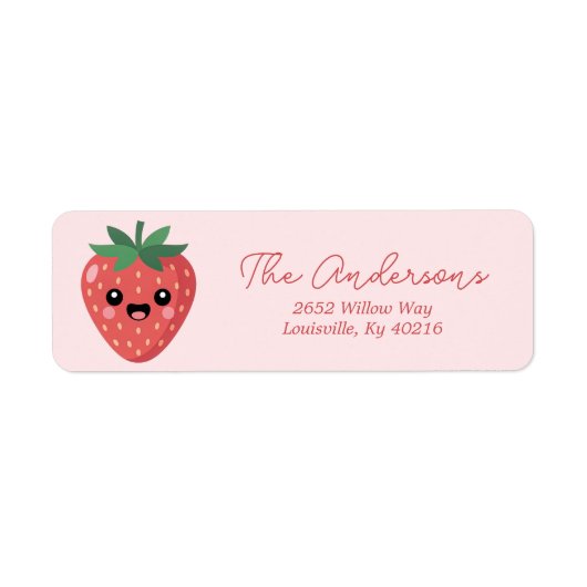 Kawai Strawberry Return Address Etiket (Voorkant)