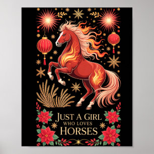 Kawaii 2026 Jaar Van Het Paard Zodiac Cowgirl Fort Poster