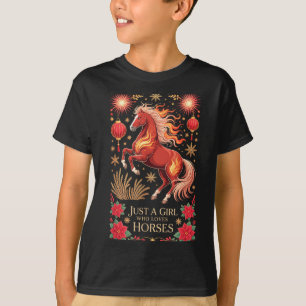 Kawaii 2026 Jaar Van Het Paard Zodiac Cowgirl Fort T-shirt