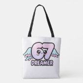 Kawaii "67 Dreamer" – Cute Pastel Angel Number  Tote Bag (Achterkant)