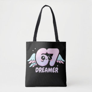 Kawaii "67 Dreamer" – Schattig Pastel Engel Nummer Tote Bag