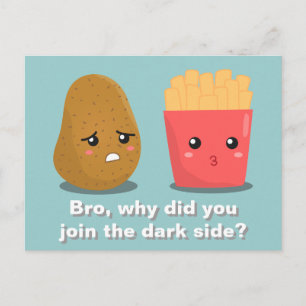 Kawaii Aardappel en Franse Frietjes en de Donkere  Briefkaart