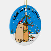 Kawaii Aardappel Koppel Eerste Kerstmis gepersonal Keramisch Ornament (Rechts)