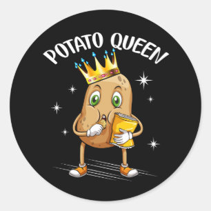 Kawaii Aardappelkoningin Grafische Plantaardige Aa Ronde Sticker
