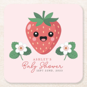 Kawaii Aardbei Baby Shower Kartonnen Onderzetters
