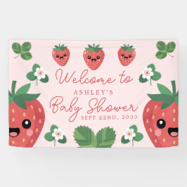Kawaii Aardbei Baby Shower Welkom Spandoek