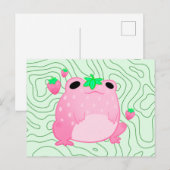Kawaii Aardbei Kikker Softcore  Aankondigingskaart (Voorkant / Achterkant)