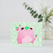 Kawaii Aardbei Kikker Softcore  Aankondigingskaart (Staand voorkant)