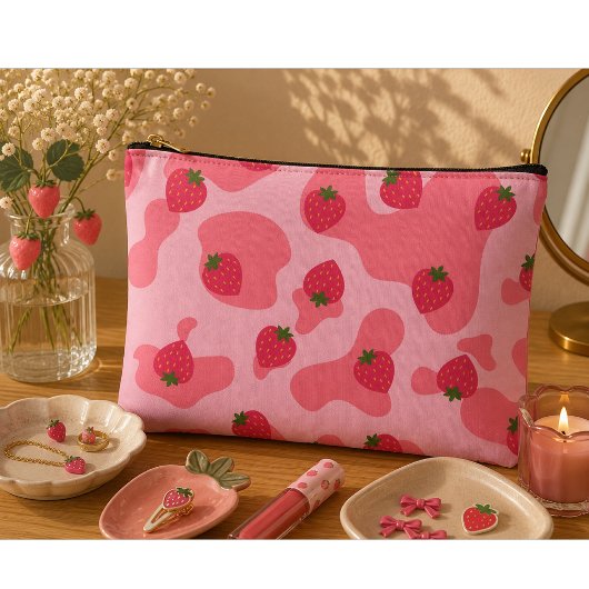 kawaii aardbei koe patroon etui