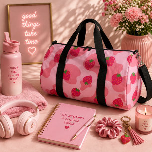 kawaii aardbei koe patroon plunjezak