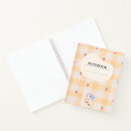 Kawaii Aardbei Konijn Gingham Pastel Notitieboek