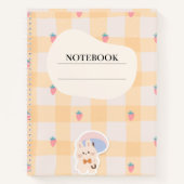 Kawaii Aardbei Konijn Gingham Pastel Notitieboek (Voorkant)