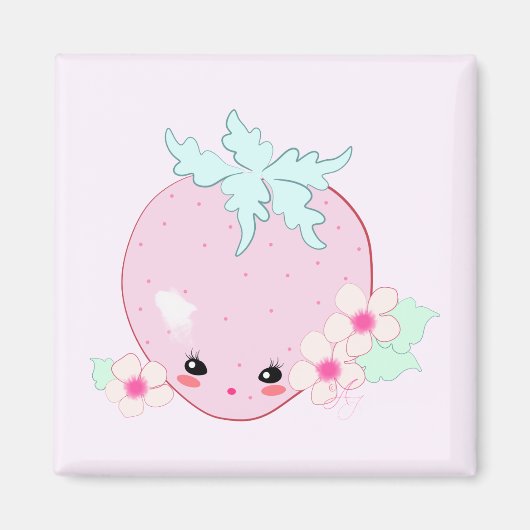 Kawaii Aardbei Magneet (Voorkant)