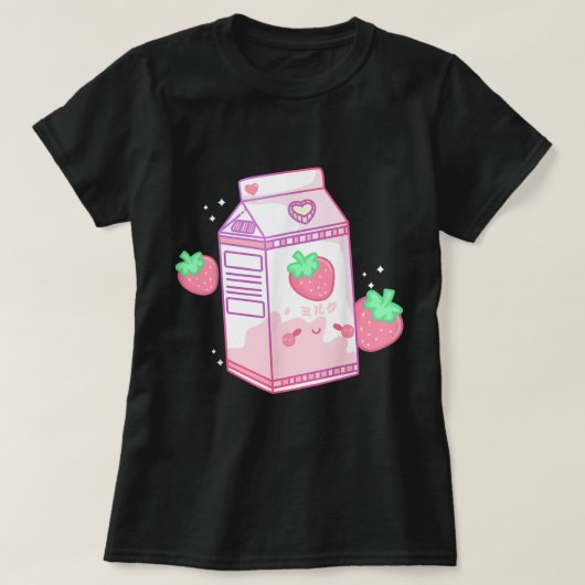 Kawaii Aardbei Melk Esthetisch Ontwerp T-shirt (Design voorkant)