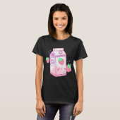 Kawaii Aardbei Melk Esthetisch Ontwerp T-shirt (Voorkant volledig)