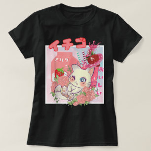 Kawaii Aardbei Melk Kat Aesthetic T-shirt