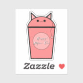 Kawaii Aardbei Meow Thee Vinyl Sticker (Vel)