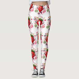 Kawaii aardbei springtouw fitness sticker leggings