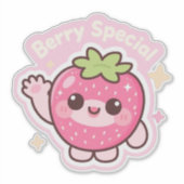 Kawaii Aardbei Sticker – Decoratie voor Laptop (Voorkant)