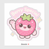 Kawaii Aardbei Sticker – Decoratie voor Laptop (Vel)