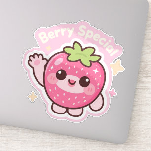 Kawaii Aardbei Sticker – Decoratie voor Laptop