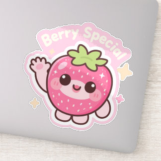 Kawaii Aardbei Sticker – Decoratie voor Laptop