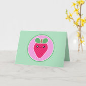 Kawaii Aardbei Verjaardag Kaart (Gele Bloem)