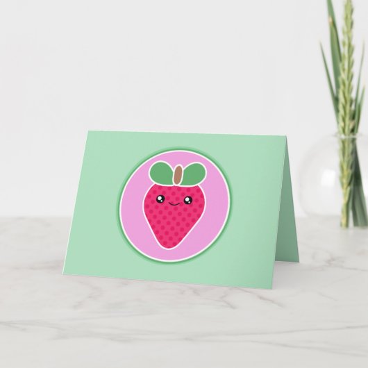 Kawaii Aardbei Verjaardag Kaart (Voorkant)