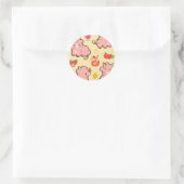 Kawaii aardbeieleemonkoe ronde sticker (Tas)