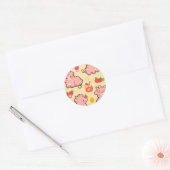 Kawaii aardbeieleemonkoe ronde sticker (Envelop)