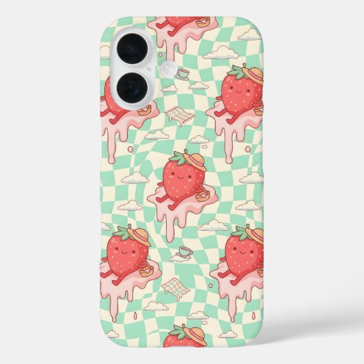 Kawaii Aardbeien Picknick Patroon Case-Mate iPhone Case (Achterkant)