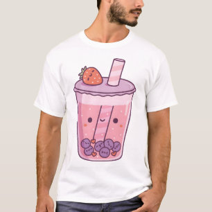 Kawaii Aardbeienmelk Boba Tea T-shirt