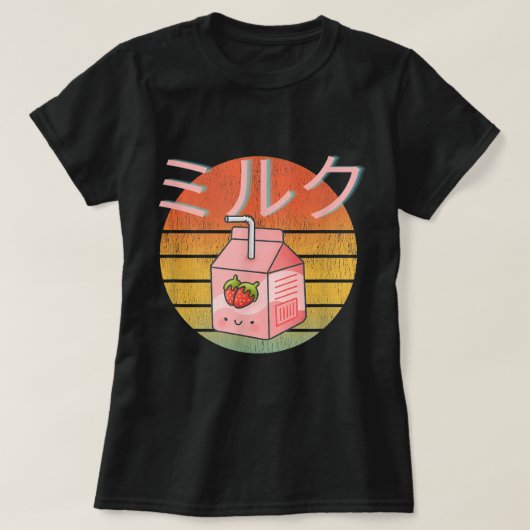 Kawaii Aardbeimelk Retro Kunst T-shirt (Design voorkant)