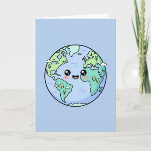 Kawaii aardbol Cadeaubon voor leraar waardering Kaart