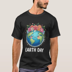 Kawaii Aardeliefhebber Bloemige Aardedag bloemenkr T-shirt