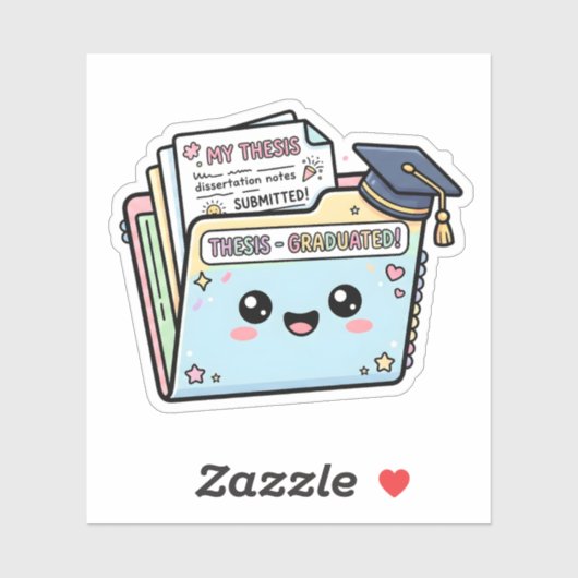 Kawaii Afstudeerthesis Map PFE Sticker (Vel)