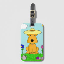 Kawaii Airedale Puppy Dog in het Bagagelabel van d