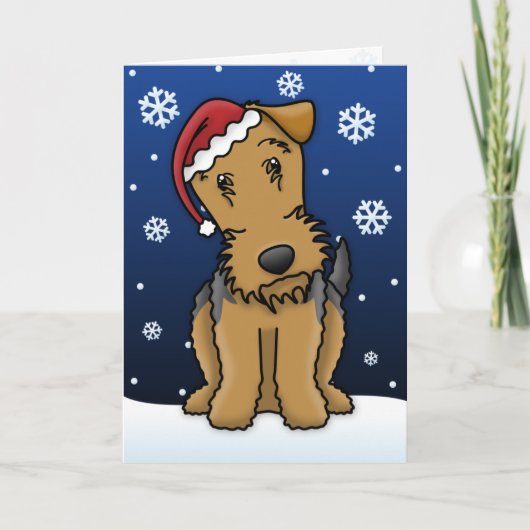 Kawaii Airedale Terrier Christmas Kaart (Voorkant)