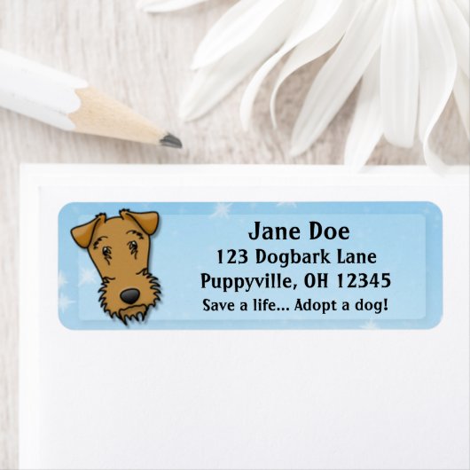 Kawaii Airedale Terrier Etiket (Insitu)